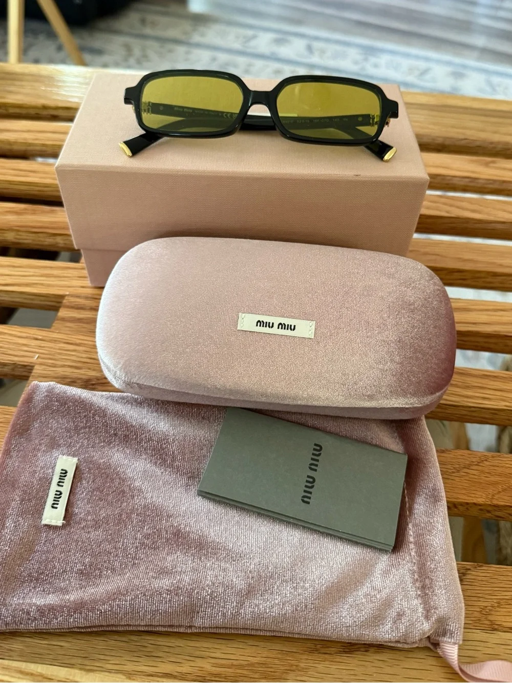 New! Miu Miu Small Frame Sunglasses with Green Lenses